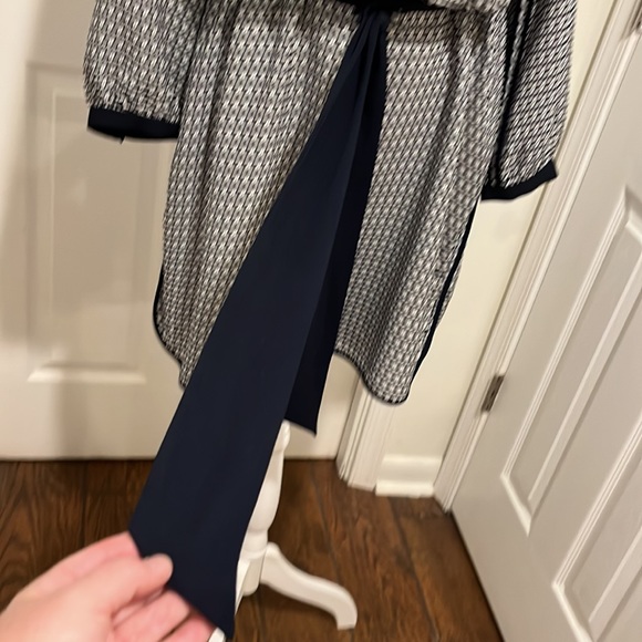 NWOT Banana Republic dress - navy/white pattern w/ detachable belt, 14. - Picture 2 of 8